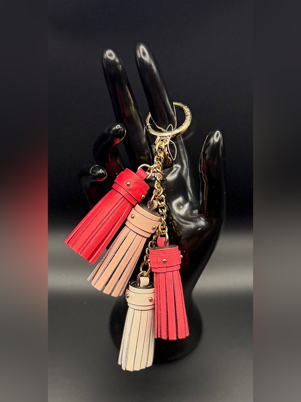 Michael Kors Red and Beige Tassel Keychain Charm